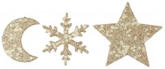 Santex Vianočné symboly zlaté s trblietkami 5x5cm 12ks