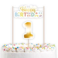 Amscan Zápich na tortu 1.narodeniny farebný 14cm