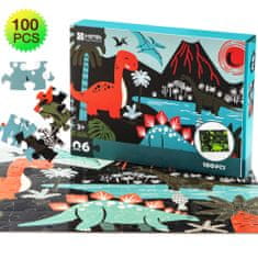 Aga4Kids Detské svietiace puzzle Dinosaury 100 dielov