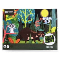 Aga4Kids Detské svietiace puzzle Zvieratká v lese 100 dielov