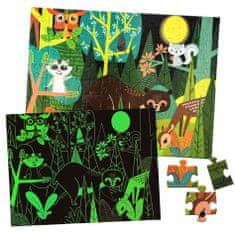 Aga4Kids Detské svietiace puzzle Zvieratká v lese 100 dielikov
