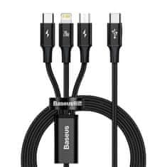 Noname Baseus Rapid Series datový kabel 3v1 USB-C (Micro + Lightning + USB-C) PD 20W 1,5m černá