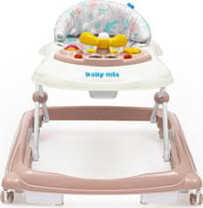 Dětské chodítko Baby Mix s volantem a silikonovými kolečky růžové