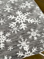 Dimex Vianočný gobelínový obrus chenille, Biele vločky na šedom podklade 45 x 140 cm, GO-cs-3