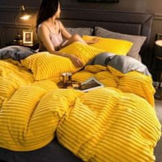 HOME & MARKER® Mäkká plyšová obojstranná posteľná bielizeň – žltá/sivá | FLEECEDREAM