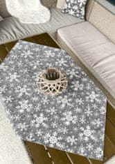 Dimex Vianočný gobelínový obrus chenille, Biele vločky na šedom podklade 100 x 100 cm, GO-cs-1