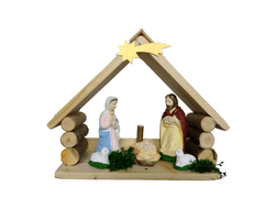 koryworld Drevený Vianočný betlehem natur 21x17x8cm