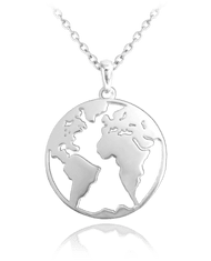 MINET Cestovateľský strieborný náhrdelník GLOBE