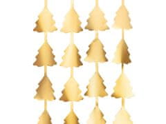 PartyDeco Dlhá opona vianočné stromčeky zlaté 100x245cm