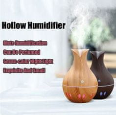 HOME & MARKER® Dekoratívny drevený zvlhčovač vzduchu/aróma difúzer s LED svetlom (1x difúzer 130 ml) | HUMISTER