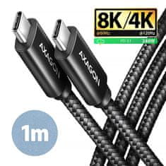 AXAGON BUCM4X-CM10AB NewGEN+ kábel USB-C <-> USB-C, 1m, USB4 Gen 3×2, PD 240W 5A, 8K HD, ALU, oplet