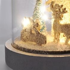 Solight LED vianočné dekorácie, zasnežená krajina s domčekom, 18cm, 10x LED, 2x AAA