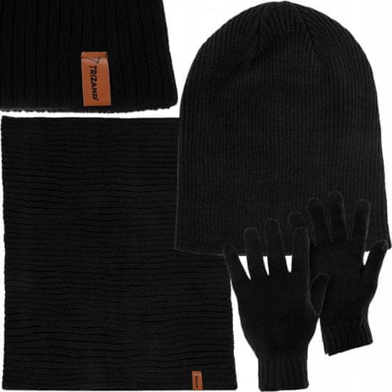 Northix Súprava čiapky, šálu a palčiakov - čierna