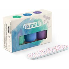 Namaki Namaki Sada laků na nehty na vodní bázi - 3 ksCaribbean (30) - Electric Blue (34) - Glitter Purple (27) + Free Nail File