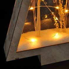 Solight LED drevená vianočná dekorácia, zasnežené zimné kvety, 37cm, 2x AA