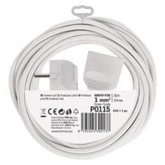 EMOS Predlžovací kábel s jednou zásuvkou Siliko 5 m biely