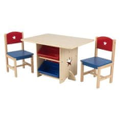 KidKraft Školská tabuľka hviezda s dvoma stoličkami a boxmi