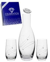 Celebration FJORD SET fľaša + poháre Globo 27181 S. Crystals (1+2KS)