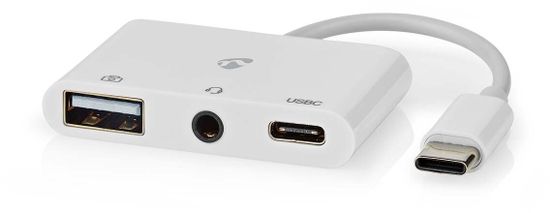Nedis Multiportový adaptér USB-C, USB-A, USB-C, 3.5mm jack, biela