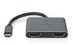 Nedis adaptér USB-C - 2x HDMI, 4K@30Hz