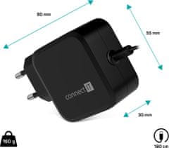 Connect IT univerzální notebookový adaptér C-Power USB-C, PD 67W, čierna