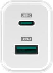 Connect IT síťový adaptér GaN Wanderer2, USB-C, USB-A, PD 33W, biela