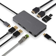 Nedis Multiportový adaptér USB-C, 2xUSB-A, USB-C, 2xHDMI, RJ45, SD & MicroSD
