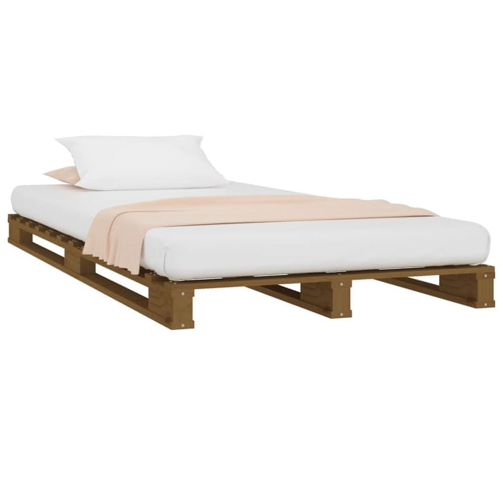 Vidaxl Paletová posteľ, medovo hnedá 100x200 cm, borovicový masív