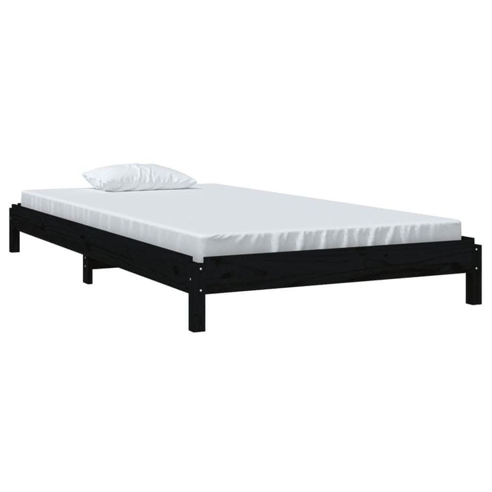 Vidaxl Stohovateľná posteľ čierna 90x200 cm borovicový masív