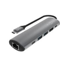FIXED 6-portový hliníkový USB-C FIXED HUB Pro pre notebooky a tablety, sivý (FIXHU-P-GR)
