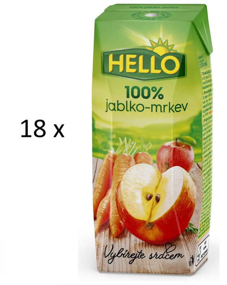 Hello 100 % jablko-mrkva 18 x 250 ml