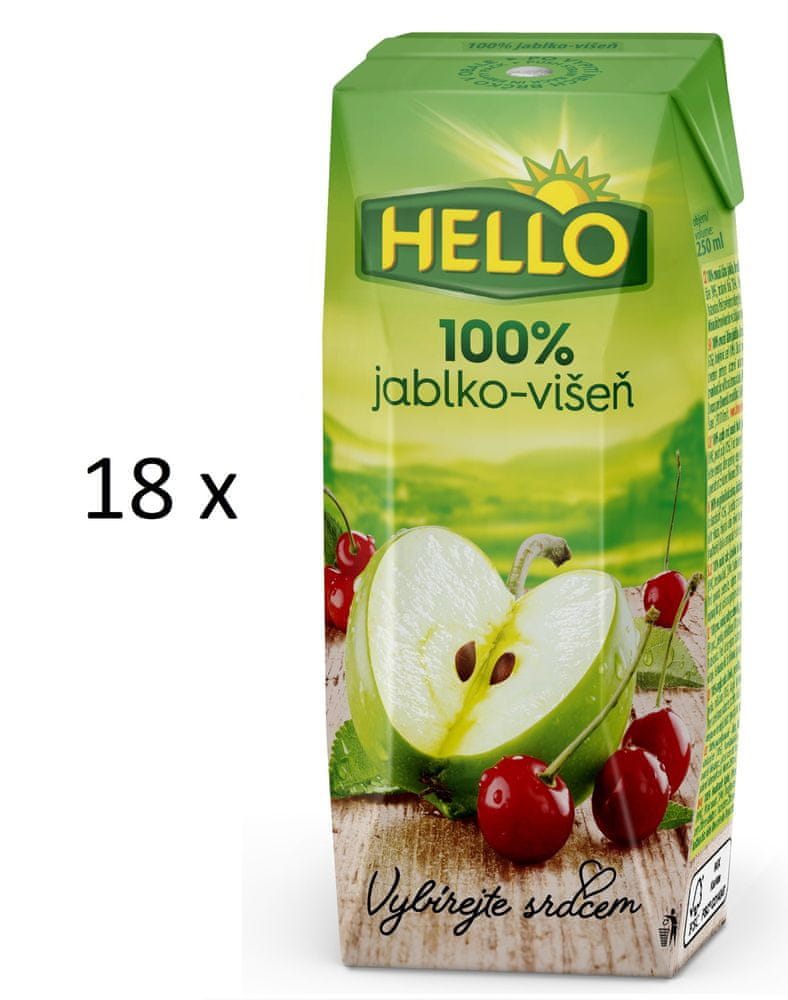 Hello 100 % jablko-višňa 18 x 250 ml