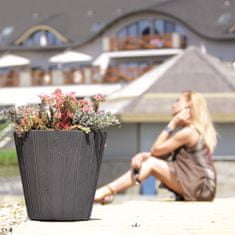 botle Okrúhly kvetináč z imitácie dreva 54 L biely Ø 49 cm - štýlová a odolná dekorácia pre dom a záhradu