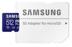 SAMSUNG pamäťová karta 512GB PRO Plus micro SDXC CL10 U3 (č/z: až 180/až 130MB/s) + SD adaptér