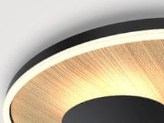 WOFI WOFI Stropné svietidlo Reims 1x 26W LED 3000lm 3000K čierna plus drevo 9013-306S