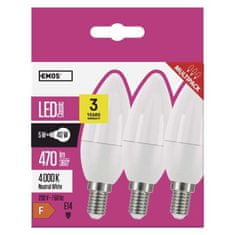 EMOS LED žiarovka Classic sviečka / E14 / 5 W (40 W) / 470 lm / neutrálna biela