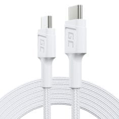 Green Cell KABGC29W Cable White USB-C Type C 2m PowerStream with fast charging Power Delivery 60W, U