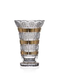 Bohemia Crystal Ručne brúsená váza so zlatom 255mm