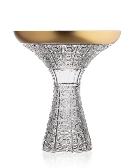 Bohemia Crystal Ručne vyrábaná a ručne brúsená váza so zlatom 355mm