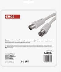 EMOS Anténní koaxiální kabel stíněný 15m – rovné vidlice