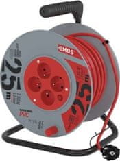 EMOS PVC predlžovací kábel na bubne - 4 zásuvky, 25m, 1mm2