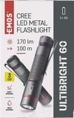 EMOS CREE LED kovové svietidlo Ultibright 60, P3160, 170lm, 1xAA