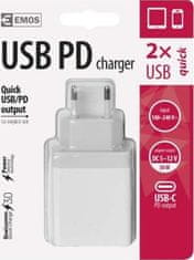 EMOS Univerzálny USB adaptér PD do siete 1,5-3,0A (30W) max.