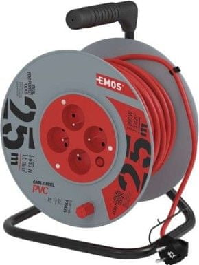 EMOS PVC predlžovací kábel na bubne - 4 zásuvky, 25m 1,5mm2