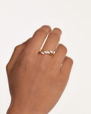PDPAOLA Blyštivý pozlátený prsteň so zirkónmi Terra Essentials AN01-861 (Obvod 48 mm)