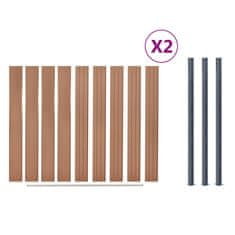 Vidaxl Sada plotových panelov hnedá 353x186 cm WPC