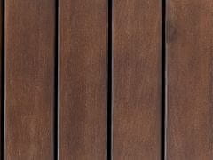 Beliani Záhradná lavica z akáciového dreva s úložným priestorom 120 cm tmavá s červeným vankúšom SOVANA
