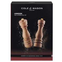 Cole Mason Súprava mlynčekov na soľ a korenie London prírodný buk 22 cm