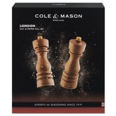 Cole Mason Súprava mlynčekov na soľ a korenie London prírodný buk 18 cm