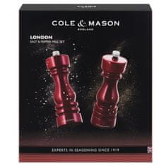 Cole Mason Súprava mlynčekov na soľ a korenie London Red Gloss 18 cm